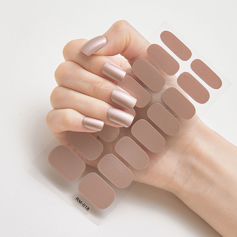 Metal Color Nail Art Strip Wraps Full Cover Nail Stickers Self-adhesive 16 Pcs/Sheet