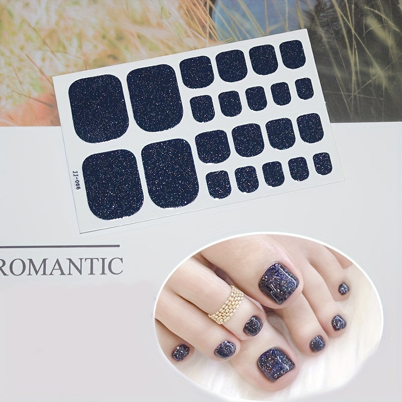1 Pcs Glittery Glossy Toe Nail Stickers - Self-Adhesive for DIY Nail Art Decoration