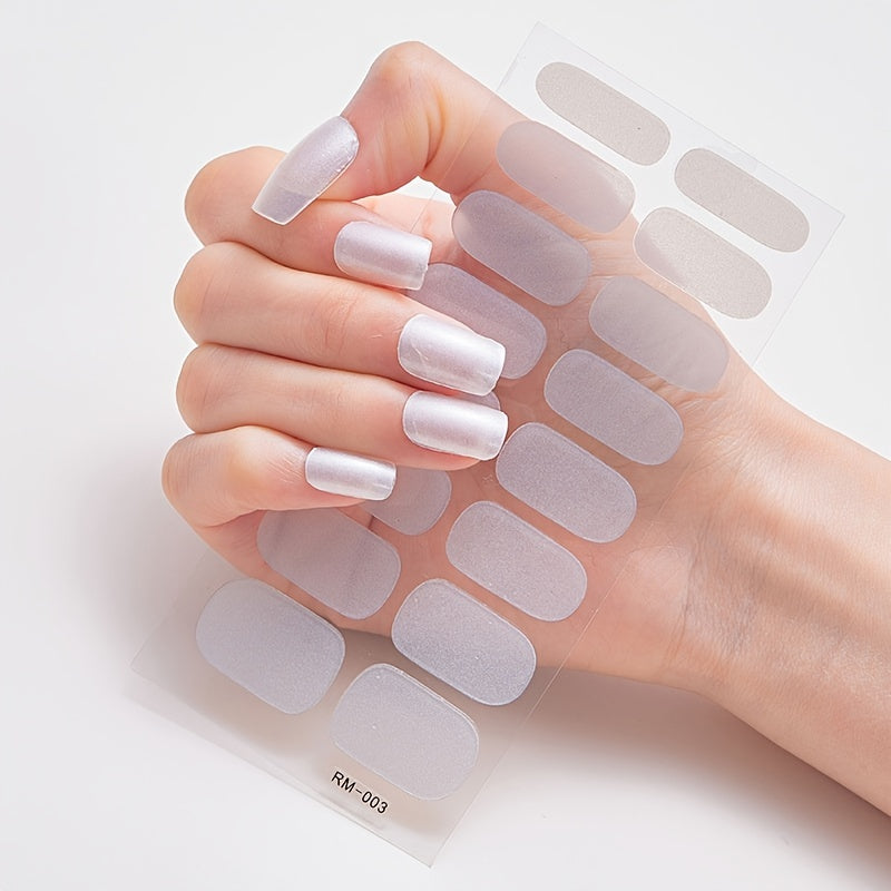 Metal Color Nail Art Strip Wraps Full Cover Nail Stickers Self-adhesive 16 Pcs/Sheet