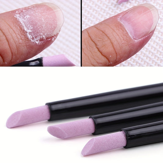Quartz Scrubs Stone Cuticle Stick Pen Nail Polish Manicure Care Tools, 3 Pcs