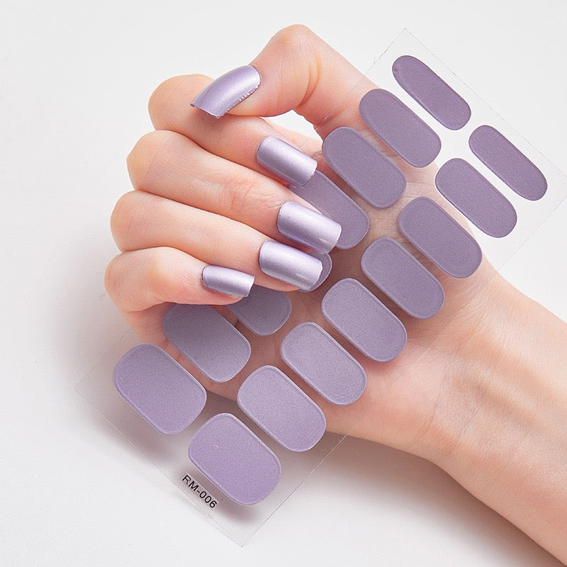 Metal Color Nail Art Strip Wraps Full Cover Nail Stickers Self-adhesive 16 Pcs/Sheet