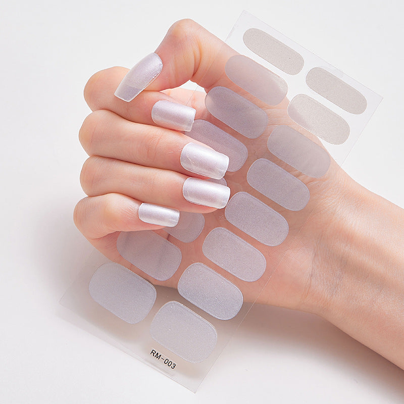 Metal Color Nail Art Strip Wraps Full Cover Nail Stickers Self-adhesive 16 Pcs/Sheet