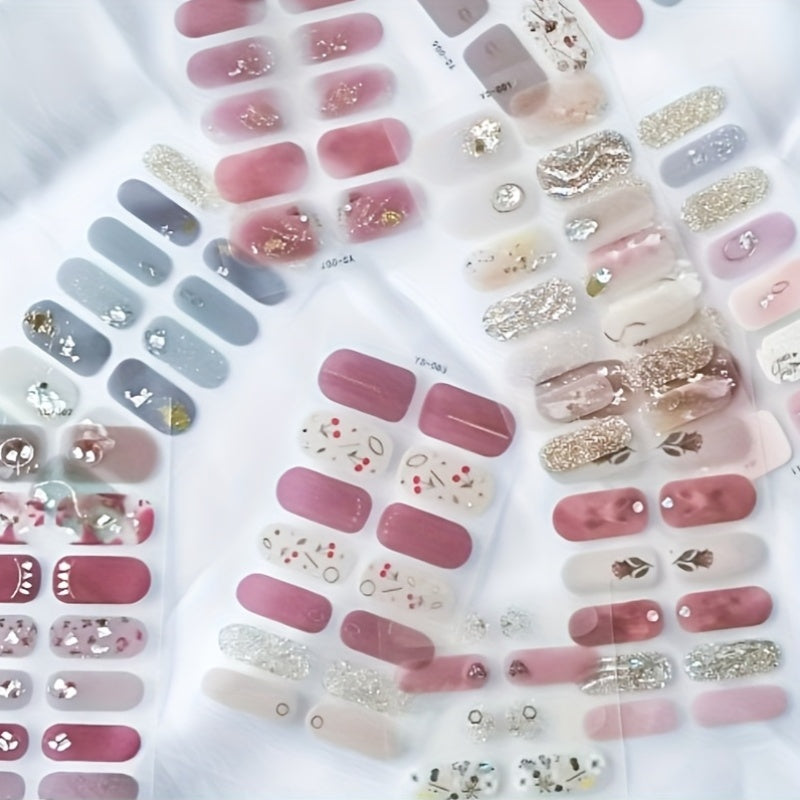 5 Sheets Oval Full Wrap 3D Nail Polish Stickers, Glossy, Self-Adhesive, Single Use, Unscented, Fantasy Theme,