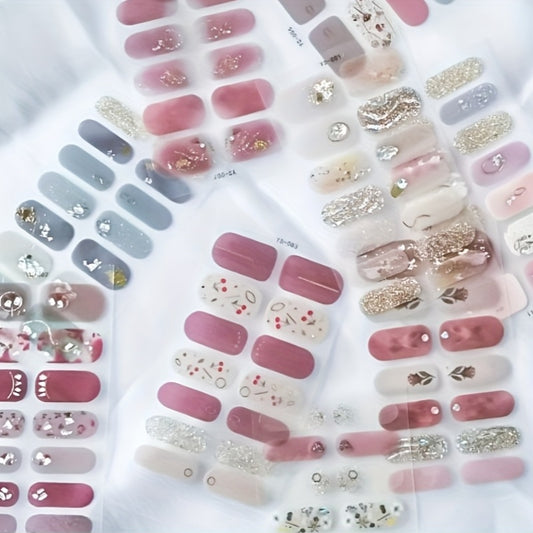 5 Sheets Oval Full Wrap 3D Nail Polish Stickers, Glossy, Self-Adhesive, Single Use, Unscented, Fantasy Theme,