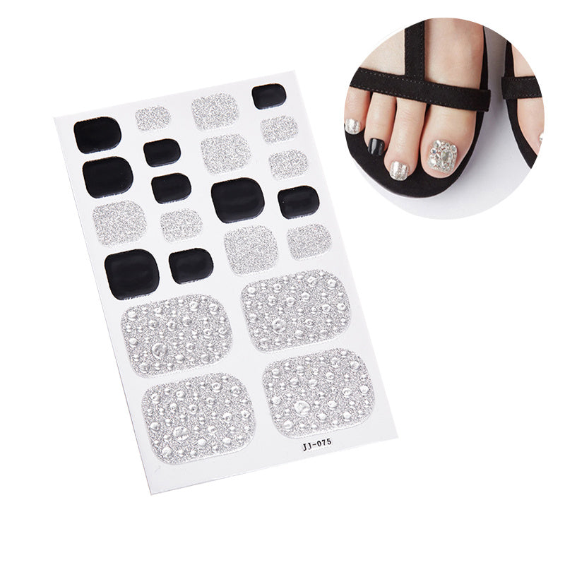 1 Pcs Glittery Glossy Toe Nail Stickers - Self-Adhesive for DIY Nail Art Decoration