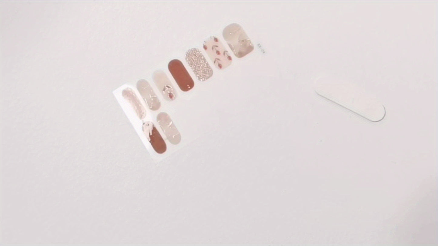 5 Sheets Oval Full Wrap 3D Nail Polish Stickers, Glossy, Self-Adhesive, Single Use, Unscented, Fantasy Theme,