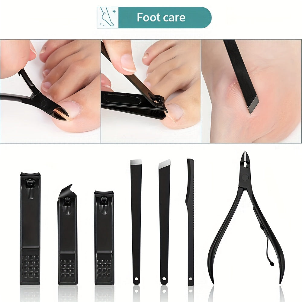 10pcs Black Nail Clippers Kit, Ultra Sharp Sturdy Fingernail Cutters