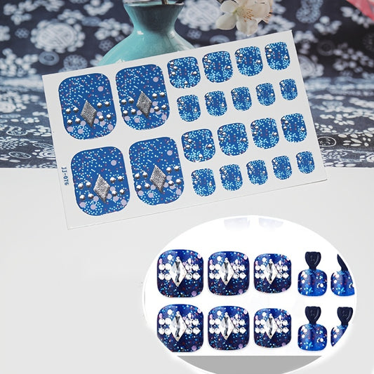 1 Pcs Glittery Glossy Toe Nail Stickers - Self-Adhesive for DIY Nail Art Decoration