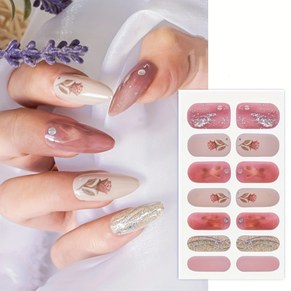 5 Sheets Oval Full Wrap 3D Nail Polish Stickers, Glossy, Self-Adhesive, Single Use, Unscented, Fantasy Theme,