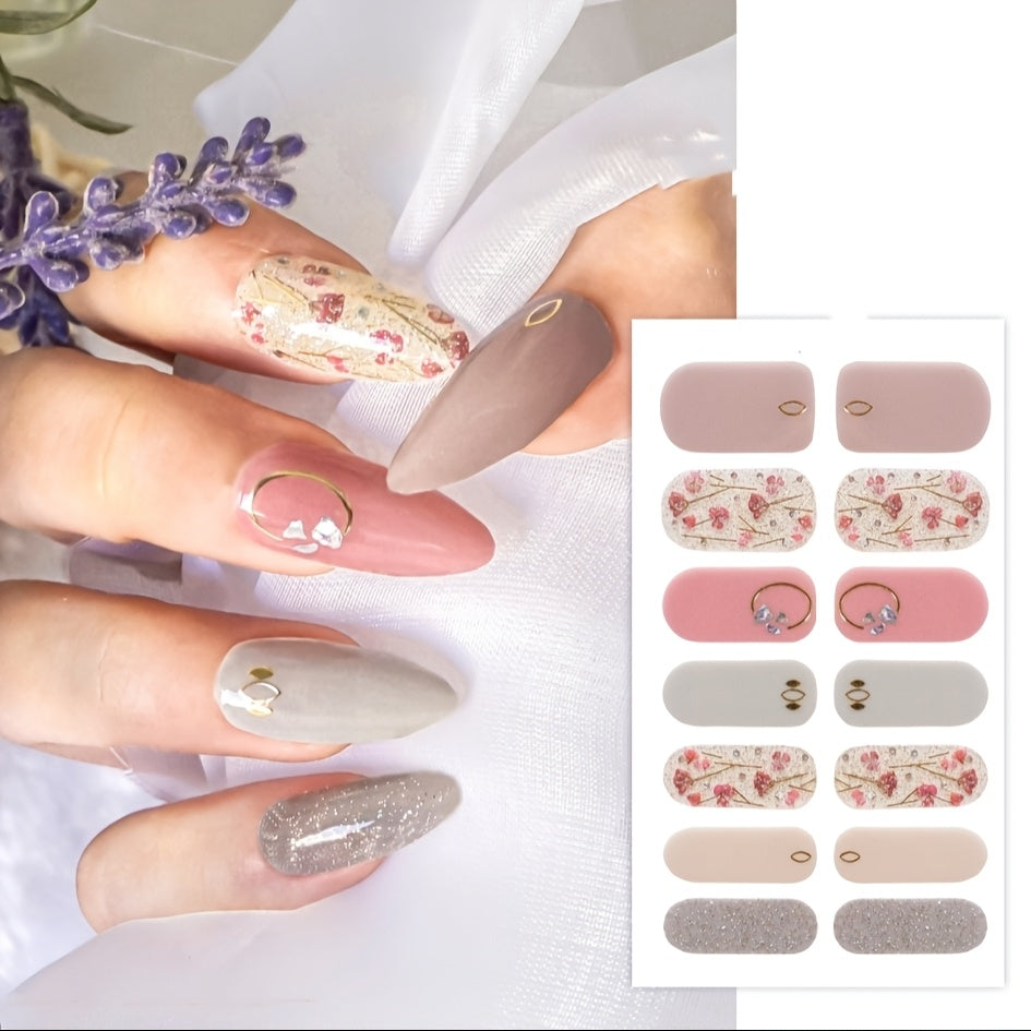 5 Sheets Oval Full Wrap 3D Nail Polish Stickers, Glossy, Self-Adhesive, Single Use, Unscented, Fantasy Theme,