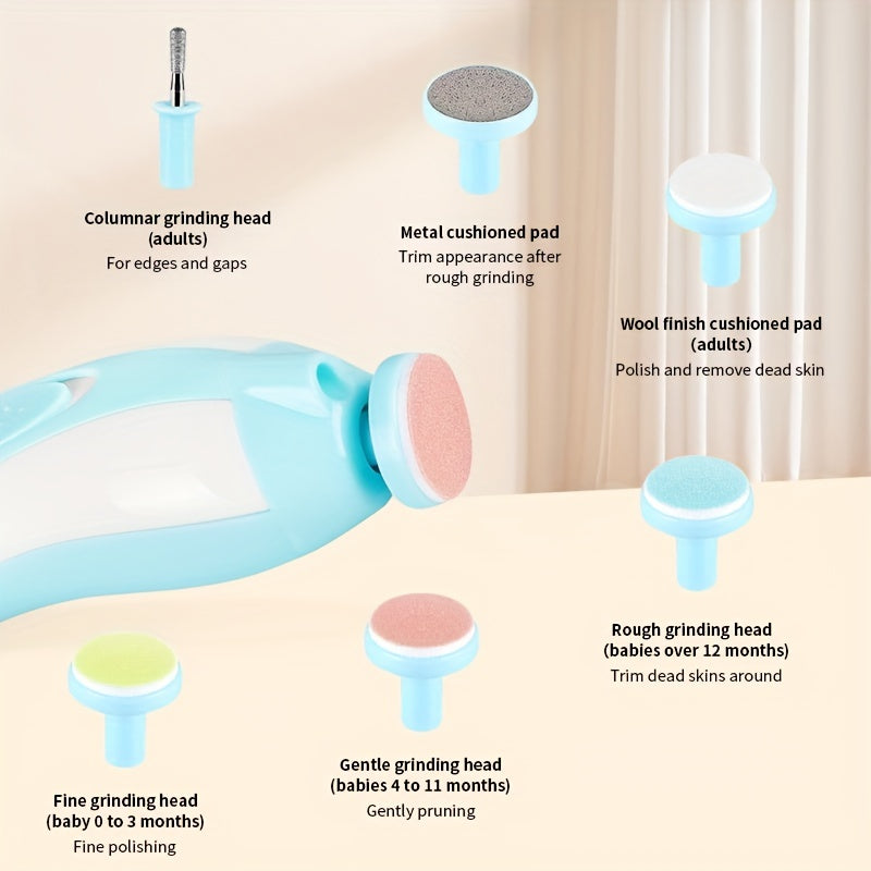 [6-in-1 Electric Nail Trimmer Kit] UNICHERRY 6-in-1 Electric Youngsters Nail Trimmer Kit, Pink & Blue