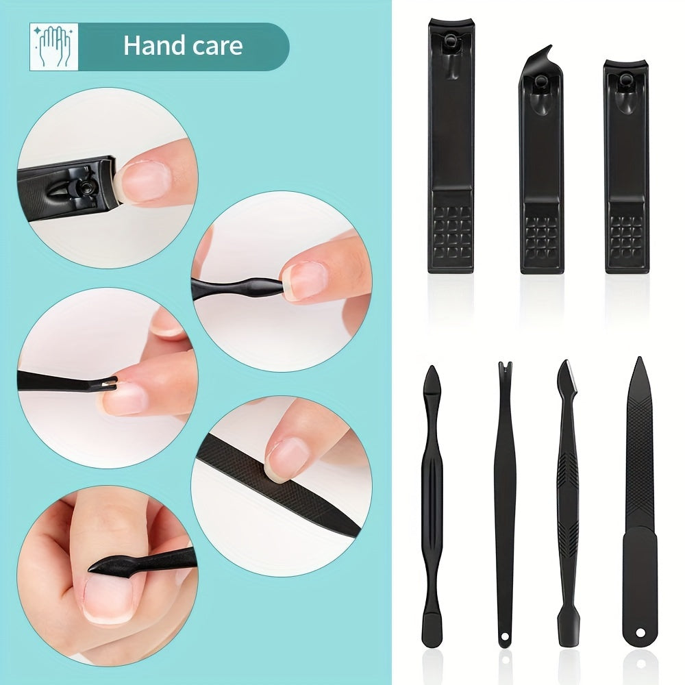10pcs Black Nail Clippers Kit, Ultra Sharp Sturdy Fingernail Cutters