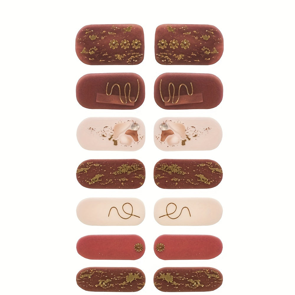 5 Sheets Oval Full Wrap 3D Nail Polish Stickers, Glossy, Self-Adhesive, Single Use, Unscented, Fantasy Theme,