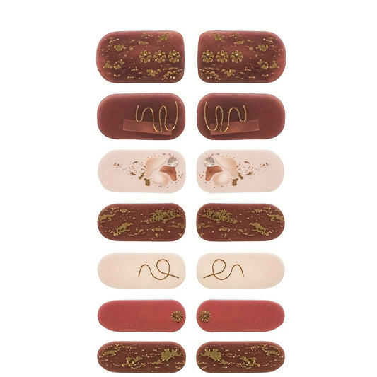 5 Sheets Oval Full Wrap 3D Nail Polish Stickers, Glossy, Self-Adhesive, Single Use, Unscented, Fantasy Theme,