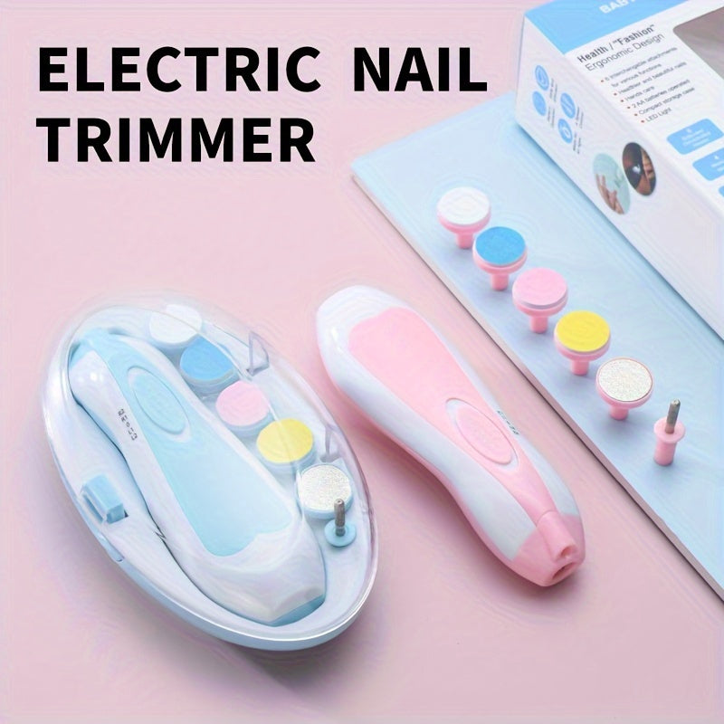 [6-in-1 Electric Nail Trimmer Kit] UNICHERRY 6-in-1 Electric Youngsters Nail Trimmer Kit, Pink & Blue