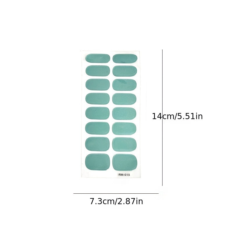 Metal Color Nail Art Strip Wraps Full Cover Nail Stickers Self-adhesive 16 Pcs/Sheet