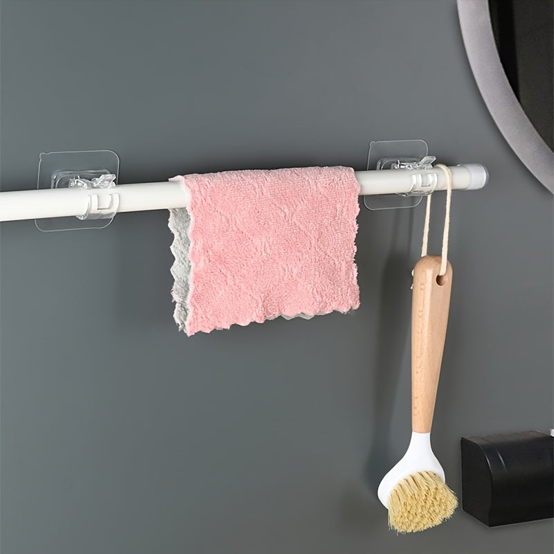 2/8pcs Curtain Rod Brackets No Drilling, Nail Free Adjustable Curtain Rod Hooks