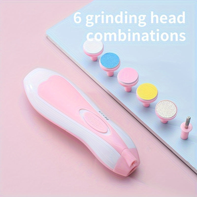 [6-in-1 Electric Nail Trimmer Kit] UNICHERRY 6-in-1 Electric Youngsters Nail Trimmer Kit, Pink & Blue