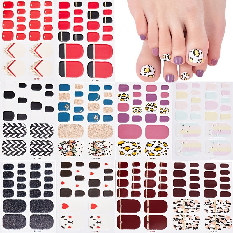 1 Pcs Glittery Glossy Toe Nail Stickers - Self-Adhesive for DIY Nail Art Decoration