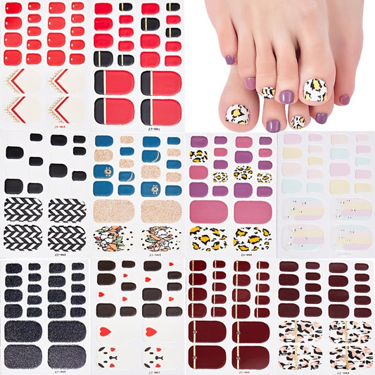 1 Pcs Glittery Glossy Toe Nail Stickers - Self-Adhesive for DIY Nail Art Decoration